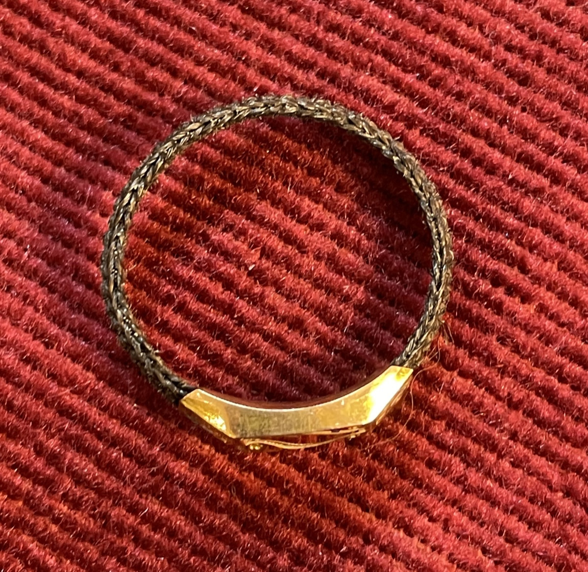 Bague Napoléon III en cheveux et or -photo-2