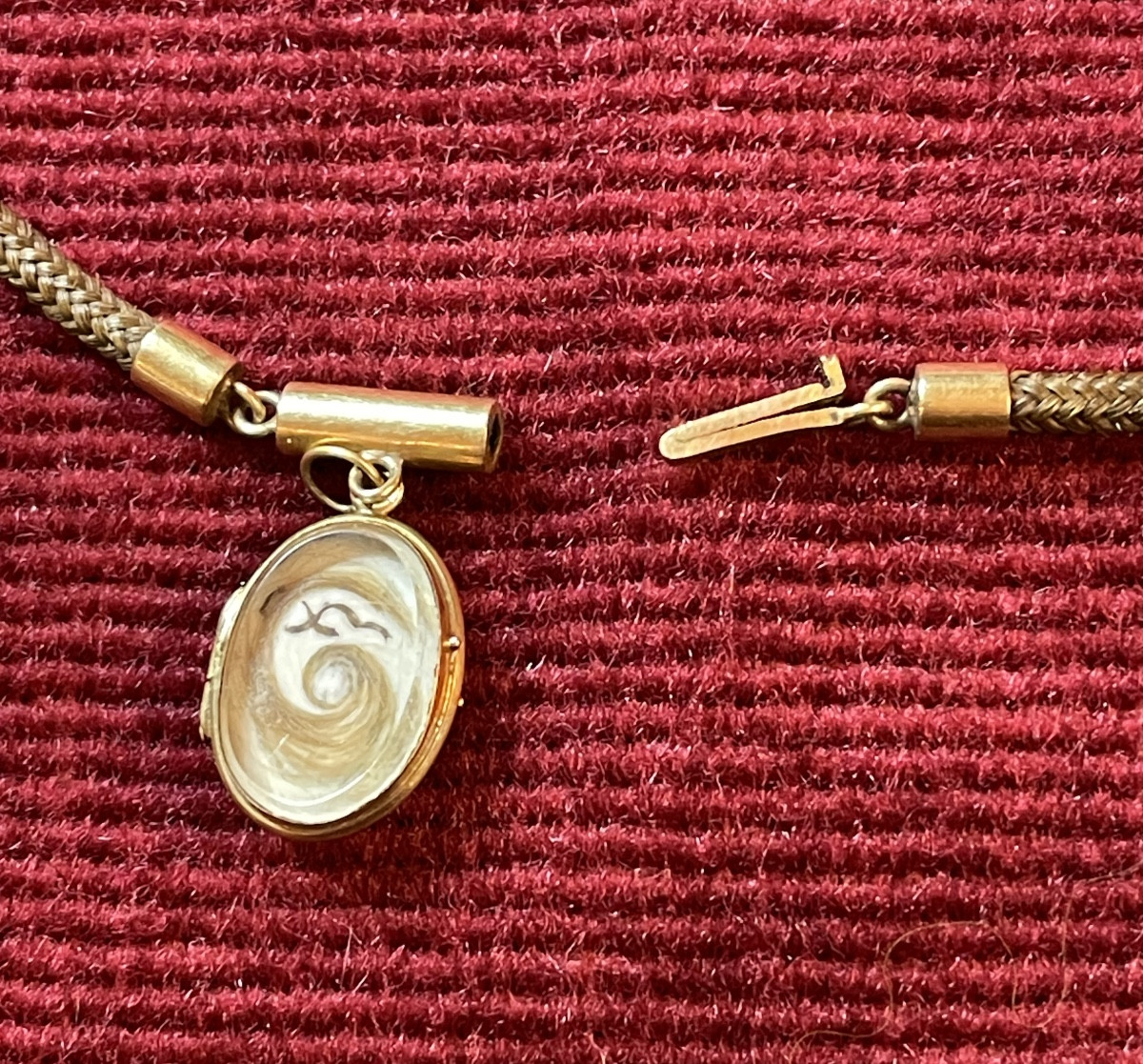 Collier en cheveux et médaillon Napoléon III -photo-1