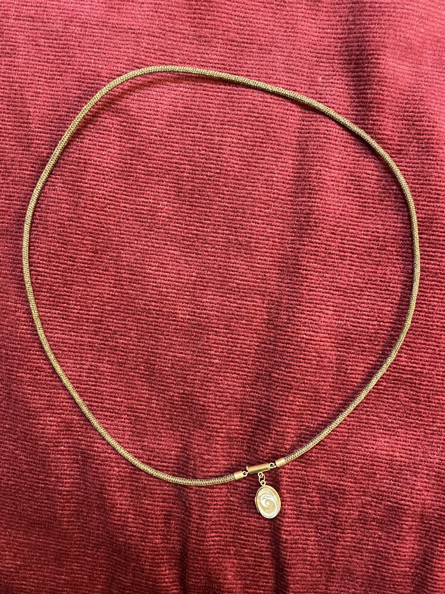 Collier en cheveux et médaillon Napoléon III 