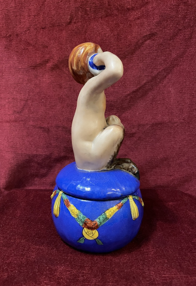 Porcelain Candy Box By Chiparus, Etling Edition-photo-3