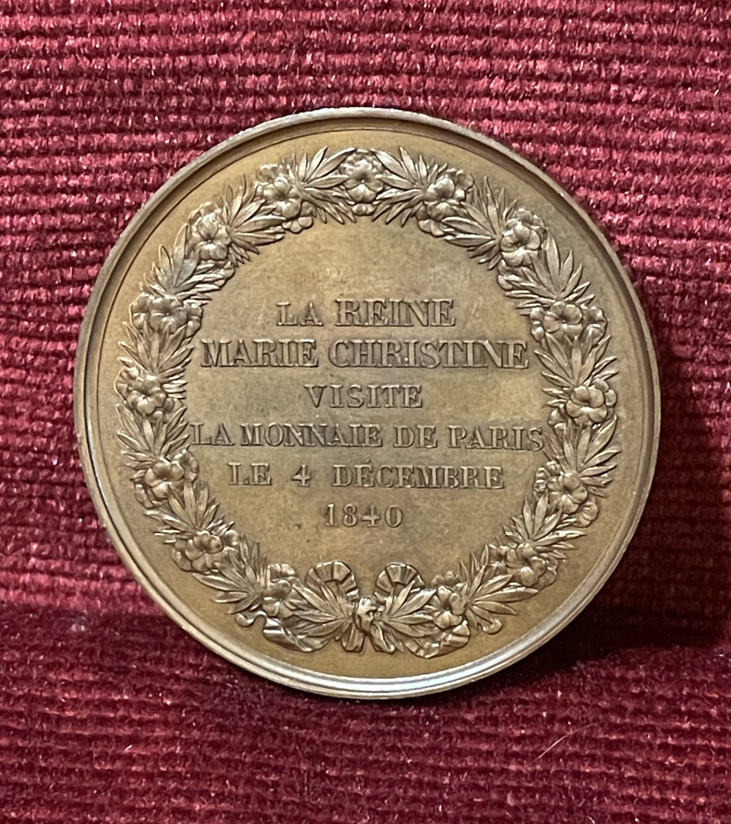 Médaille Monnaie de Paris Visite de la Reine Marie-Christine, 1840-photo-2
