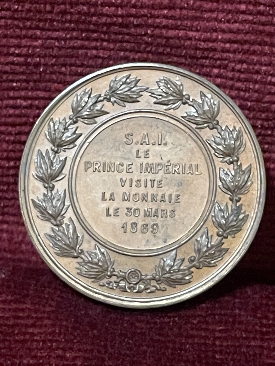 Médaille Monnaie de Paris à l'occasion de la visite du Prince Impérial Napoléon Louis Eugène, 1-photo-2