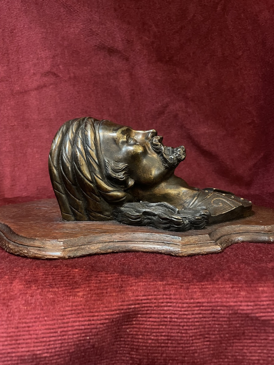 Bronze Oriental Head Mural, 19th Century-photo-3