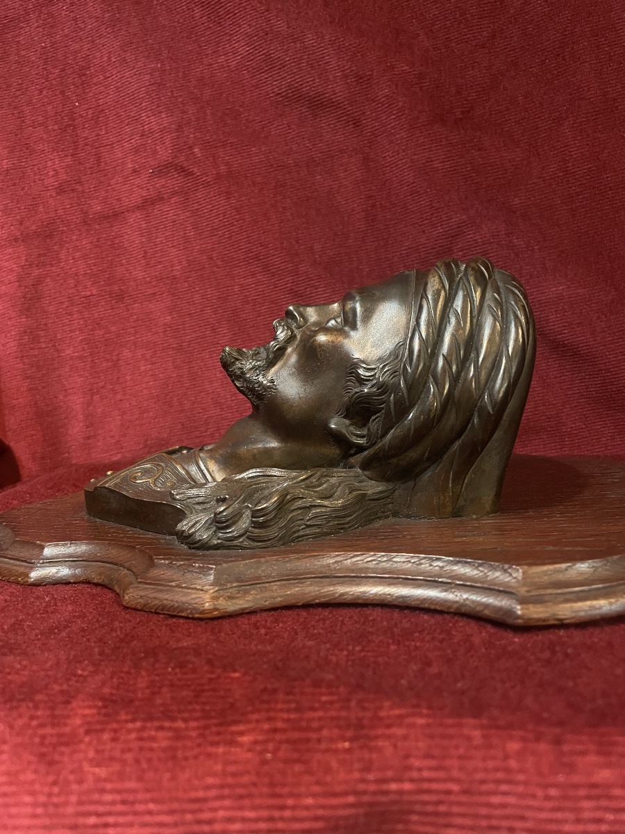 Bronze Oriental Head Mural, 19th Century-photo-4