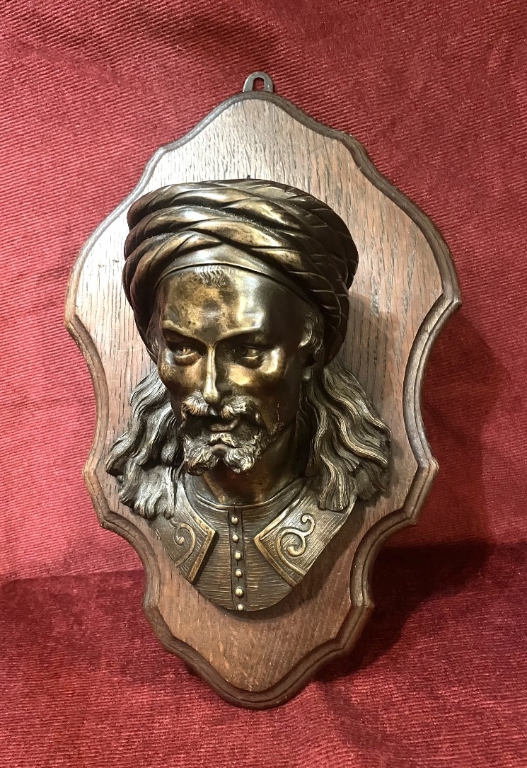 Bronze Oriental Head Mural, 19th Century