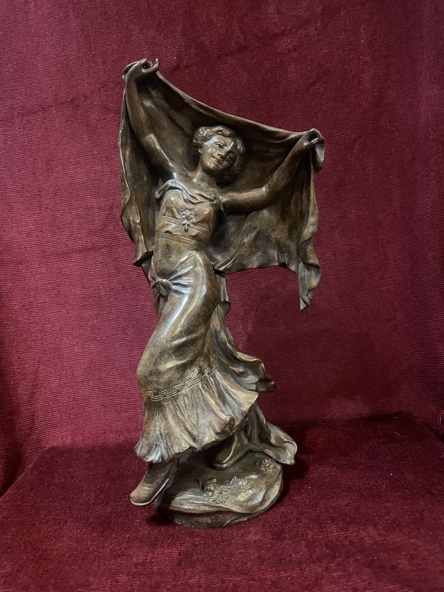 Danseuse au voile, bronze, Joe Descomps