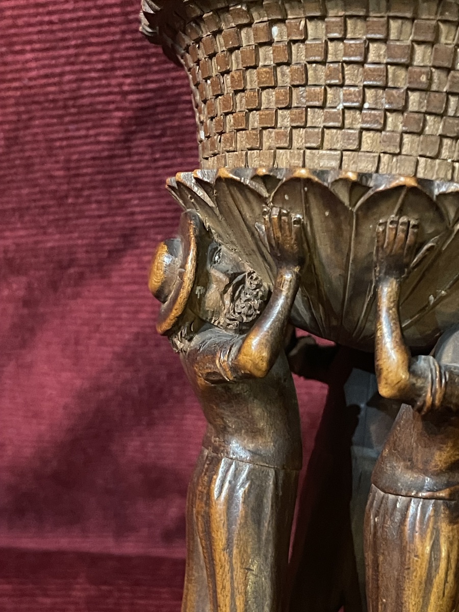 Folk-style Carved Wooden Chalice, 19th Century -photo-1