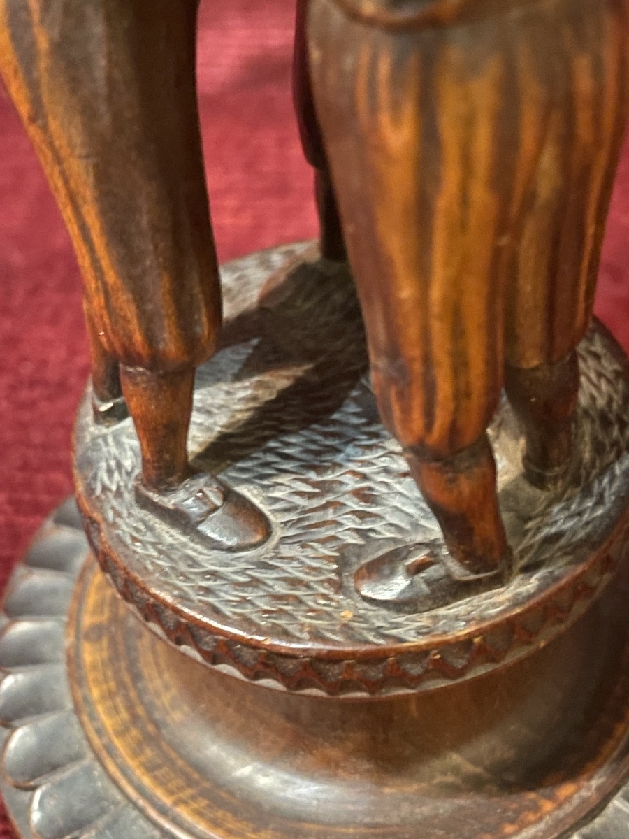 Folk-style Carved Wooden Chalice, 19th Century -photo-2