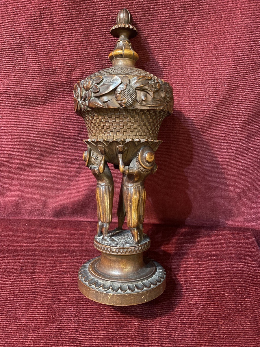 Folk-style Carved Wooden Chalice, 19th Century 