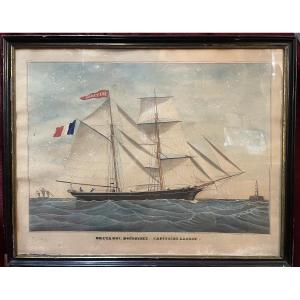 Portrait de voilier, aquarelle, par Avrillaud