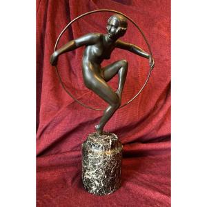 Danseuse au cerceau, bronze de Marcel André Bouraine