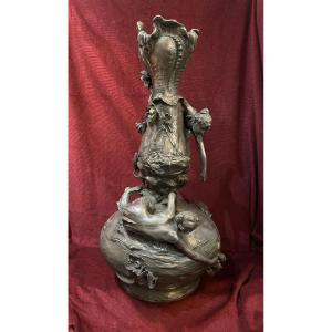 Important Art Nouveau Vase With Mermaids By Ignaz Manche