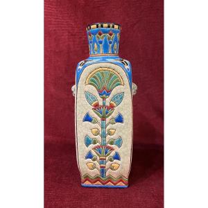 Longwy Vase With Egyptian Decoration, 1910