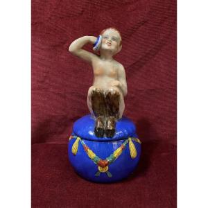 Bonbonnière en porcelaine par Chiparus, édition Etling