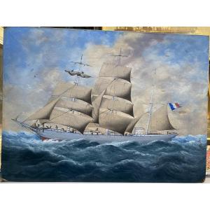 Marine Oil Boat XIX Eme Signed Eugene Le Metayer