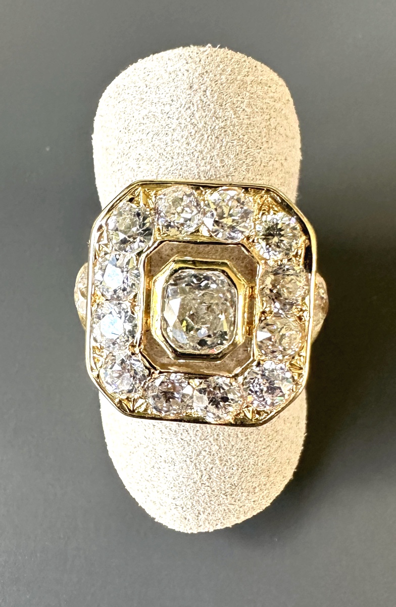 Bague en or jaune diamants taille ancienne-photo-2