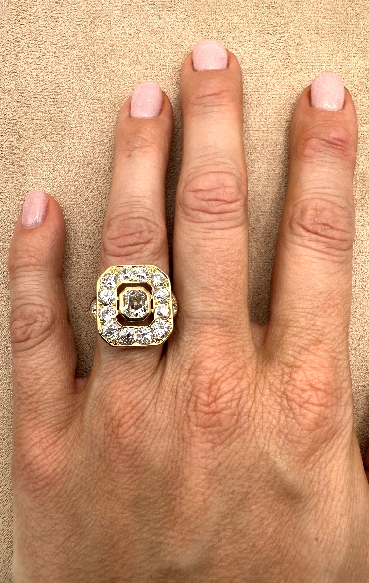 Bague en or jaune diamants taille ancienne-photo-4