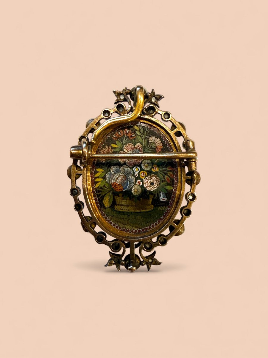 Broche or et argent micro mosaïque -photo-4