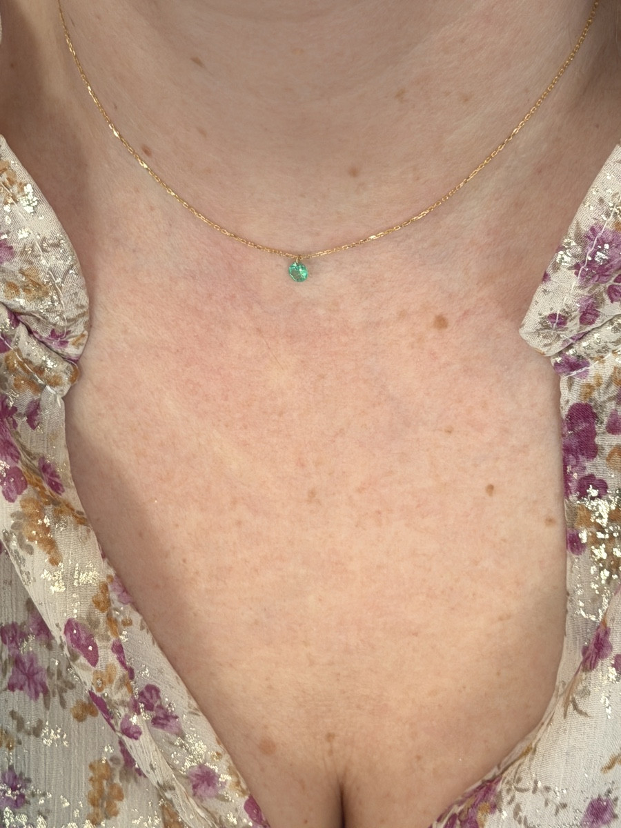 Chaine Pendentif Grenat vert-photo-2