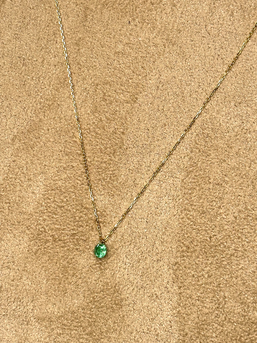 Chaine Pendentif Grenat vert-photo-3