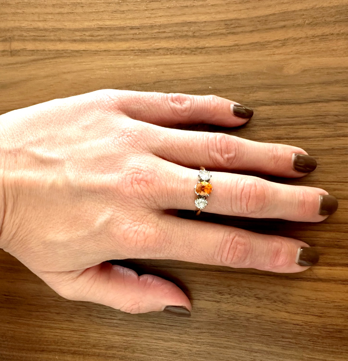 Orange Garnet And Diamond Ring-photo-3