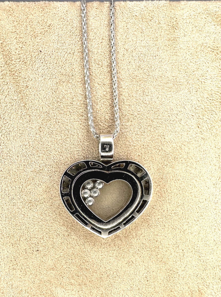 Pendentif coeur diamant et chaine palmier.-photo-3