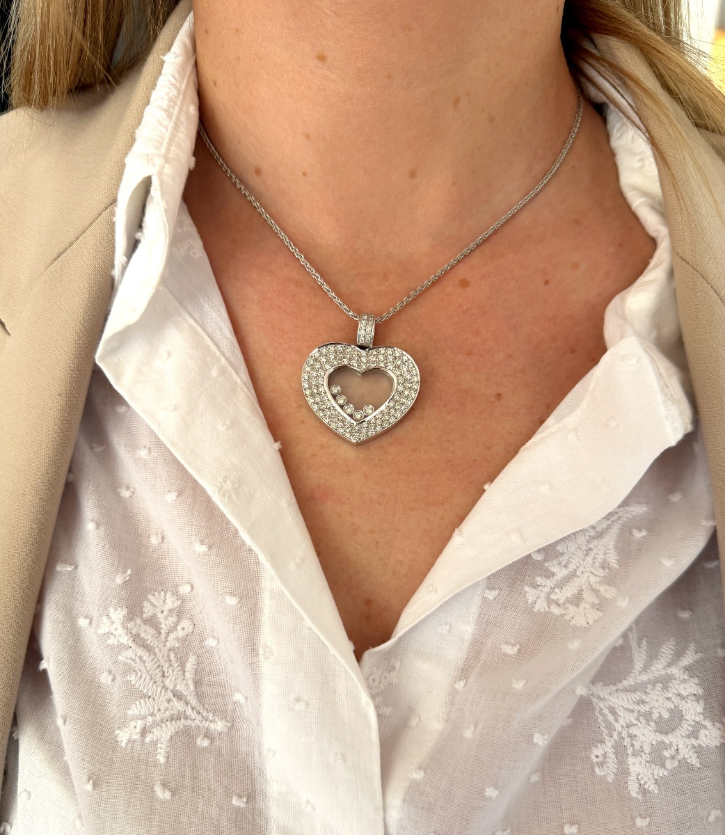Pendentif coeur diamant et chaine palmier.-photo-4