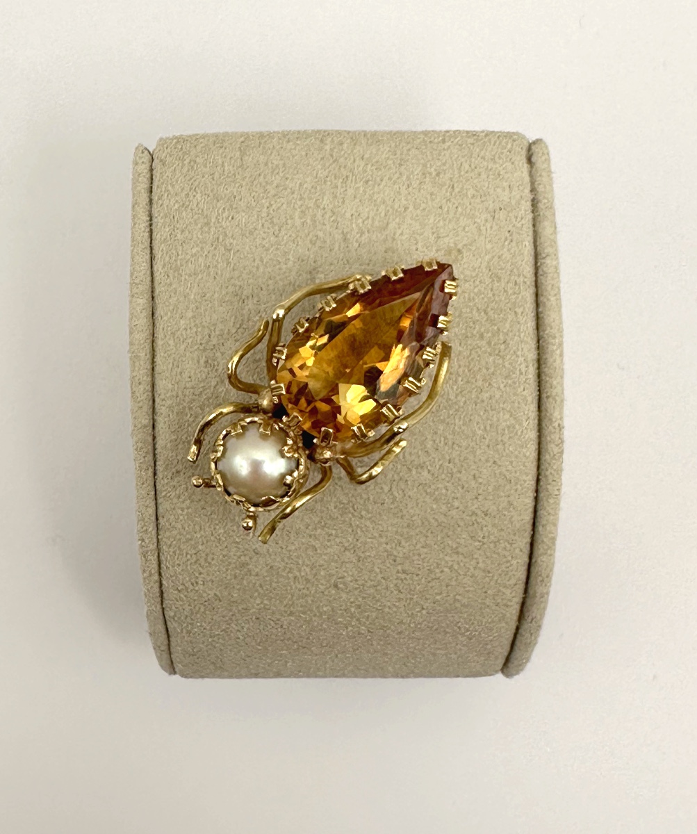 Gold And Citrine Insect Brooch