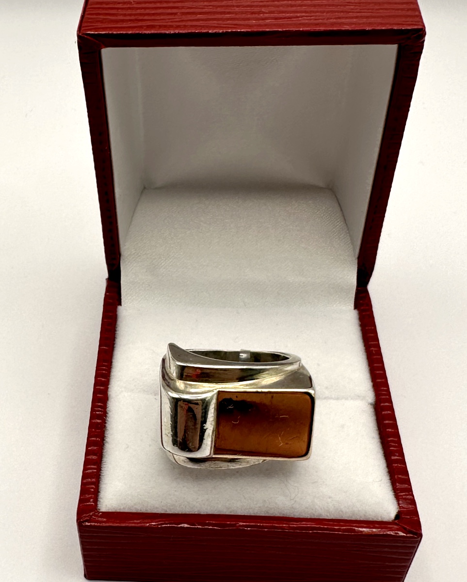 Bague tank argent et vermeil-photo-2