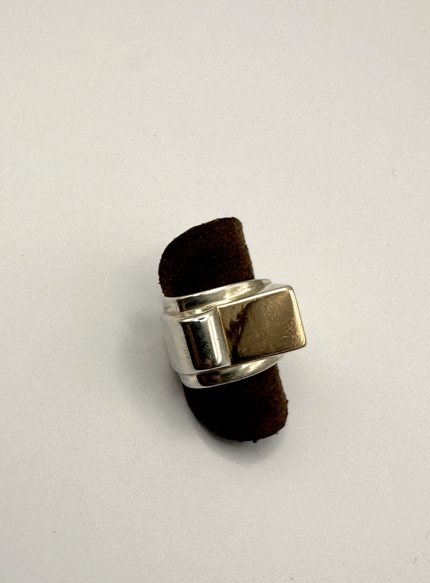 Bague tank argent et vermeil-photo-3