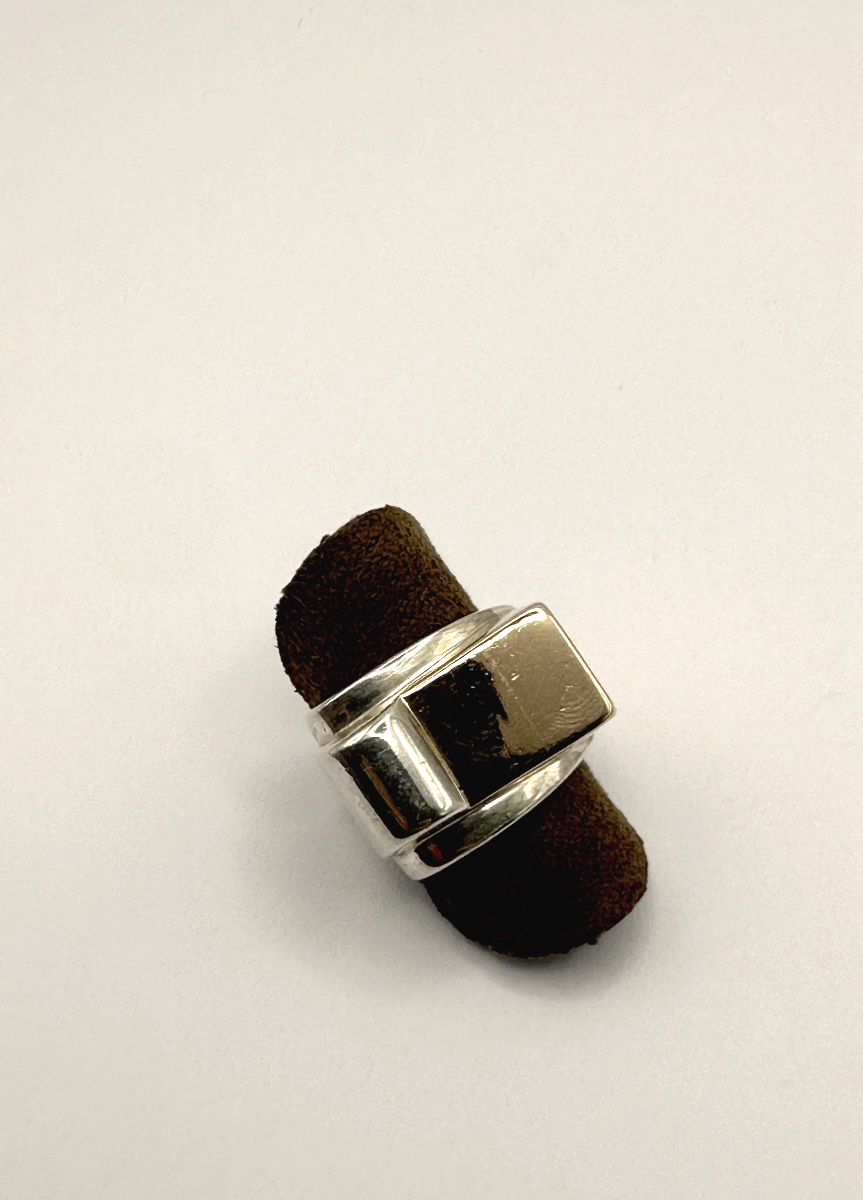Bague tank argent et vermeil
