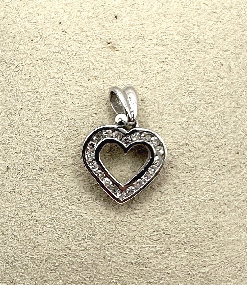 Pendentif Coeur en Or gris-photo-2