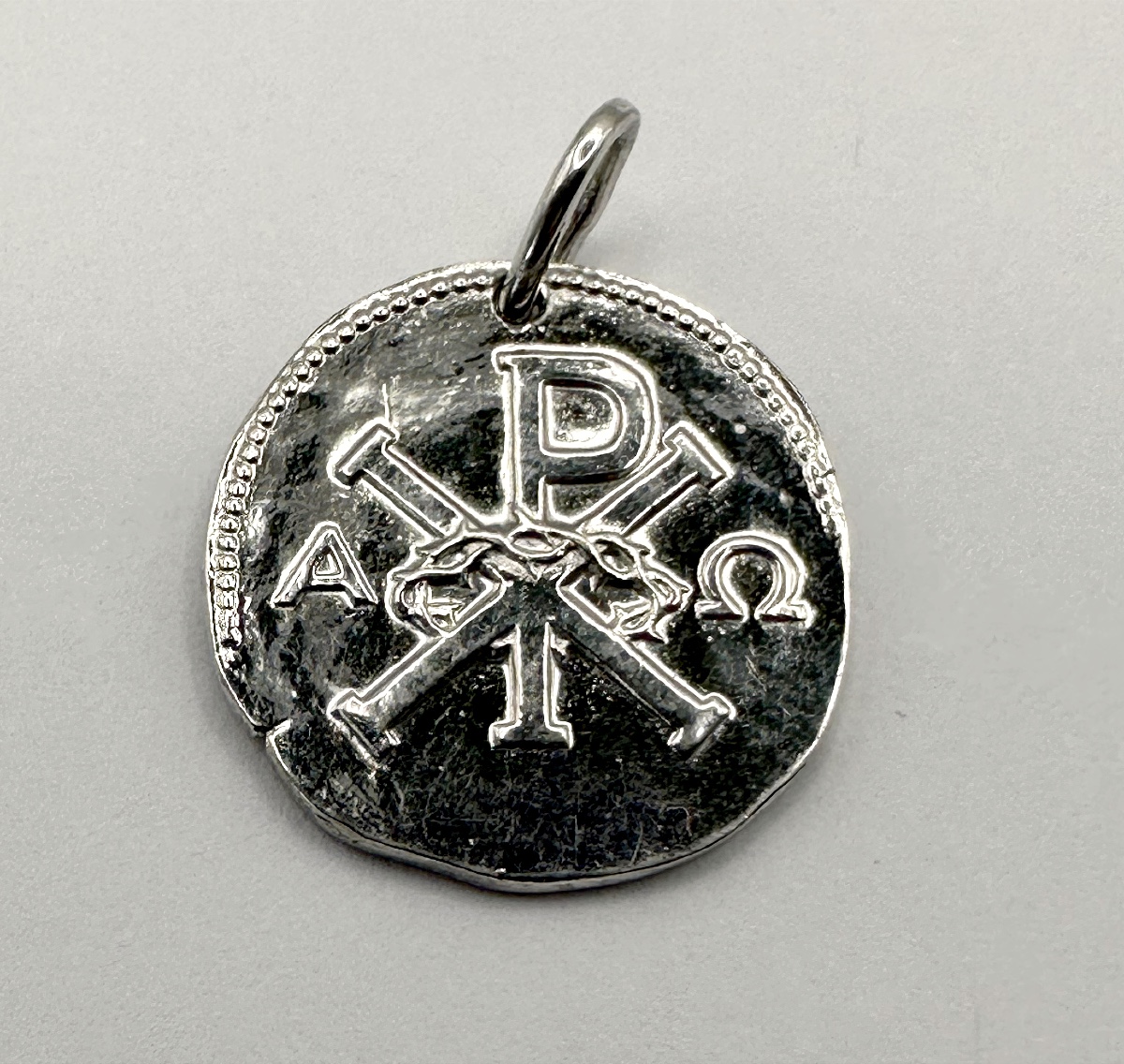 Médaille argent Christ et Alpha Oméga-photo-2