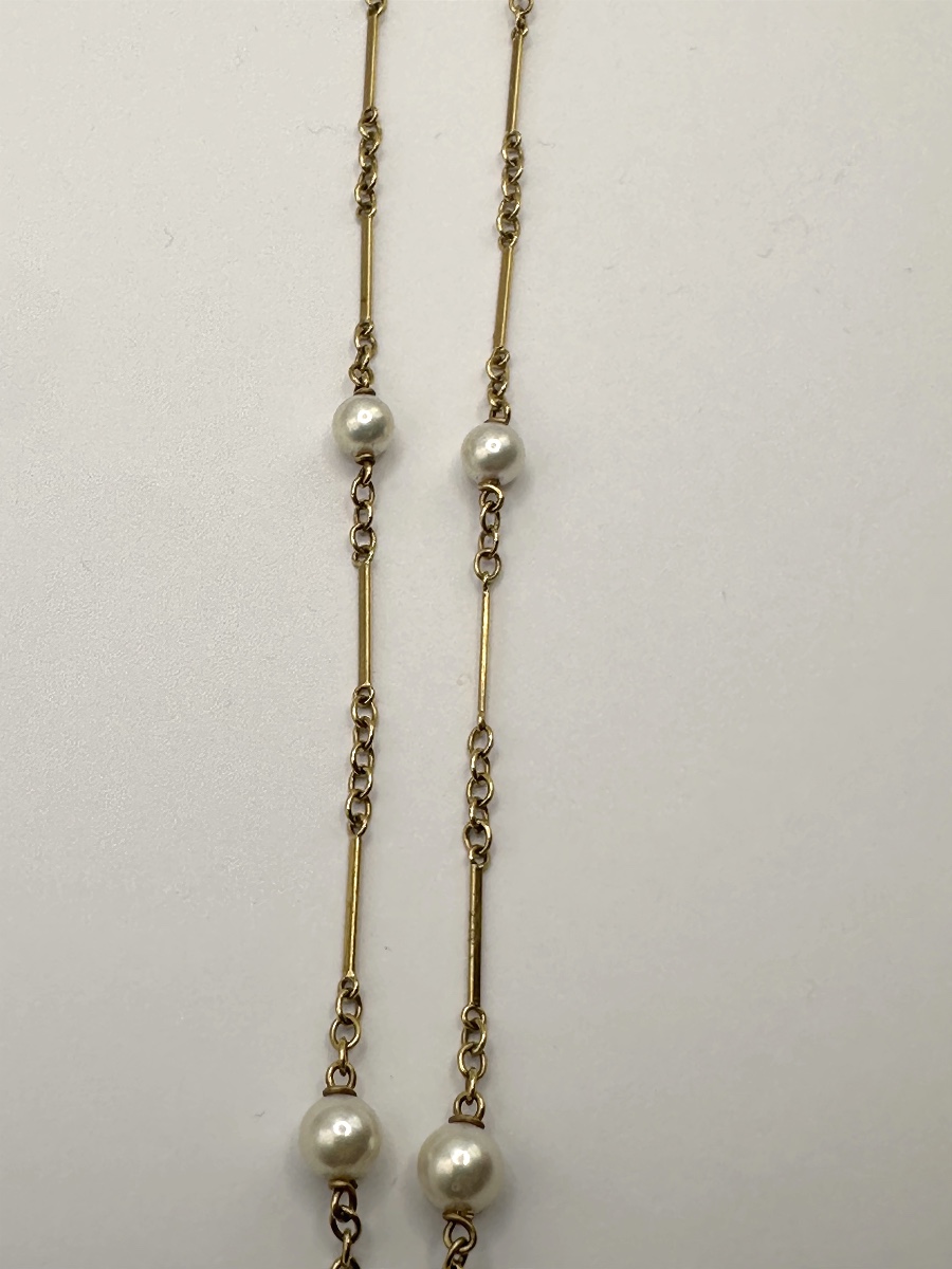 Yellow Gold And Pearl Necklace-photo-3