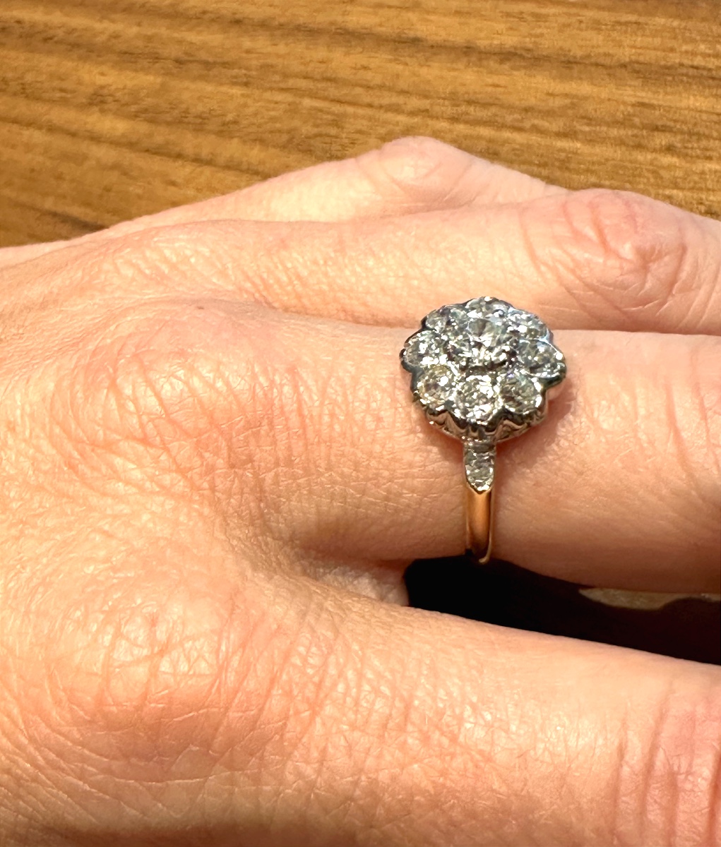 Bague Marguerite en Or Jaune et Diamants-photo-4