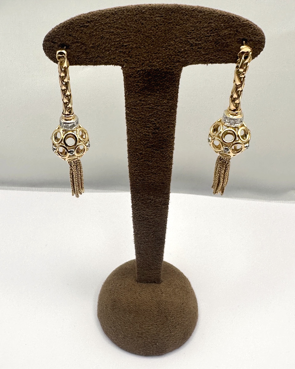Boucles d'oreilles pendantes en or jaune-photo-2