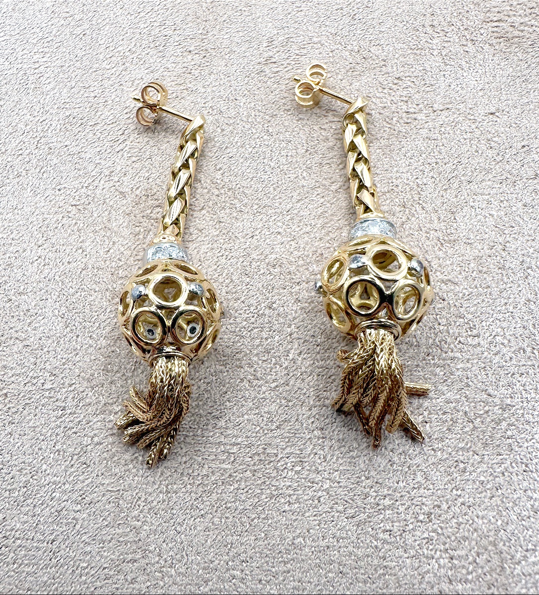 Boucles d'oreilles pendantes en or jaune-photo-3