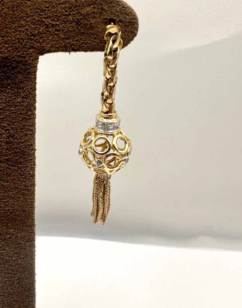 Boucles d'oreilles pendantes en or jaune-photo-4