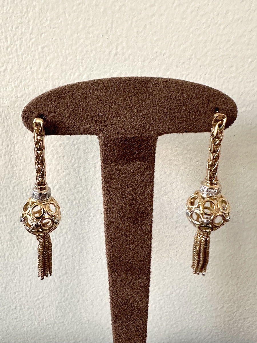 Boucles d'oreilles pendantes en or jaune