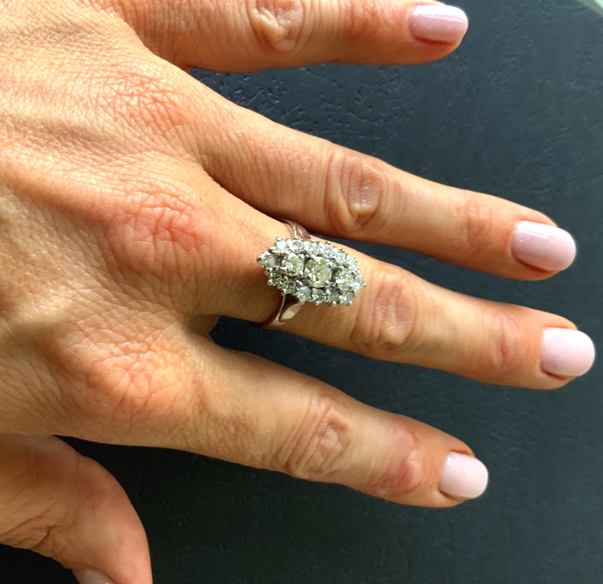 Gold And Platinum Ring With Three Old-cut Diamonds-photo-3