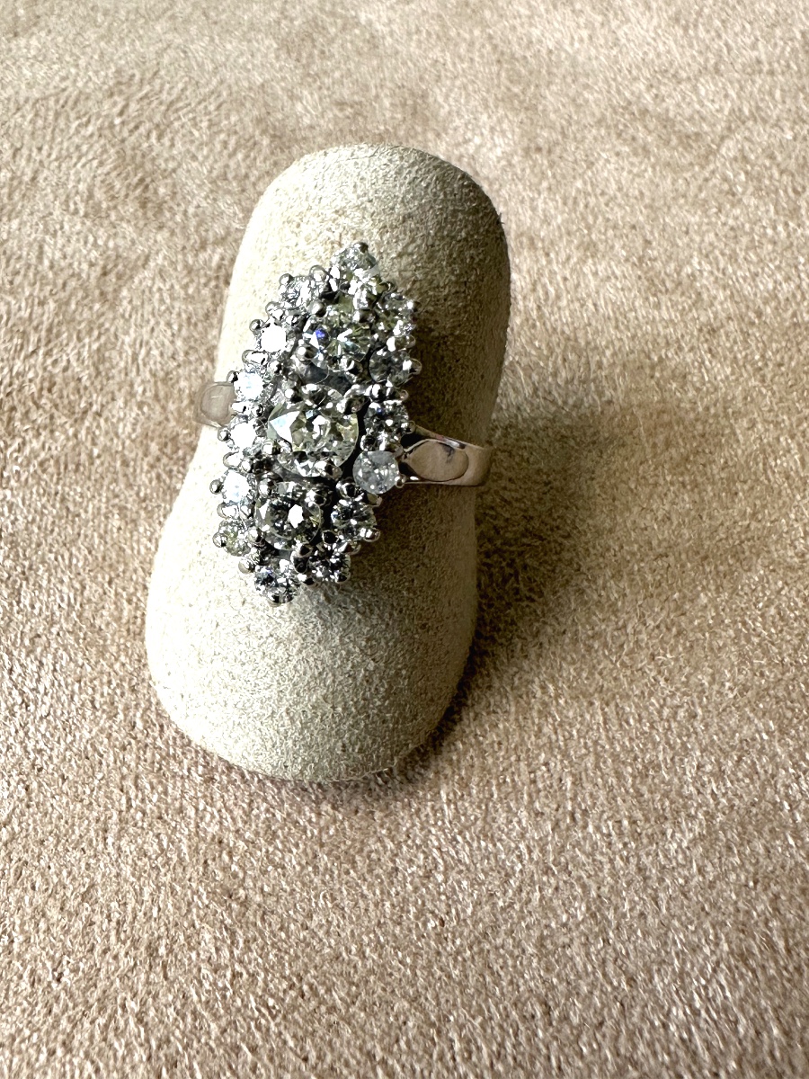 Gold And Platinum Ring With Three Old-cut Diamonds-photo-4