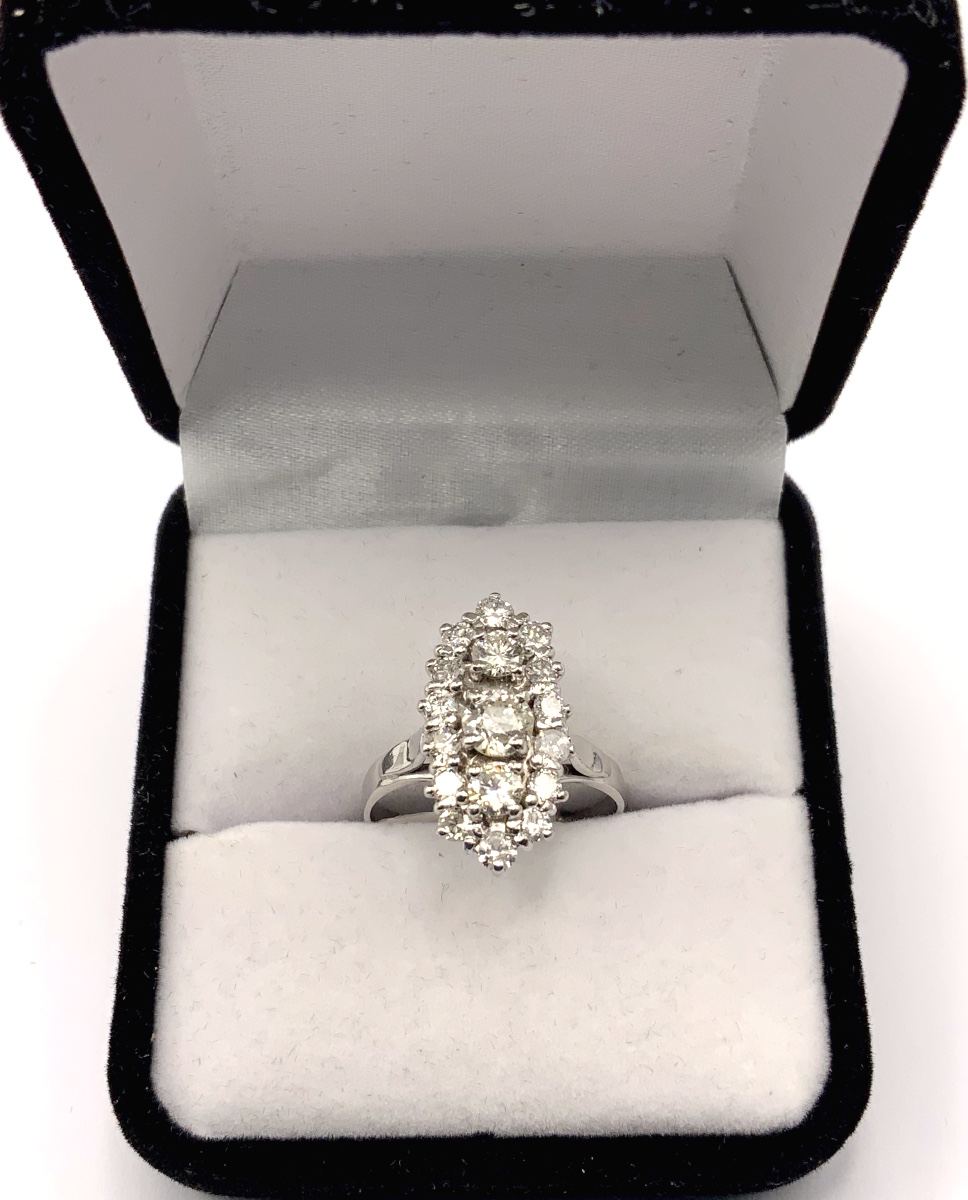 Gold And Platinum Ring With Three Old-cut Diamonds