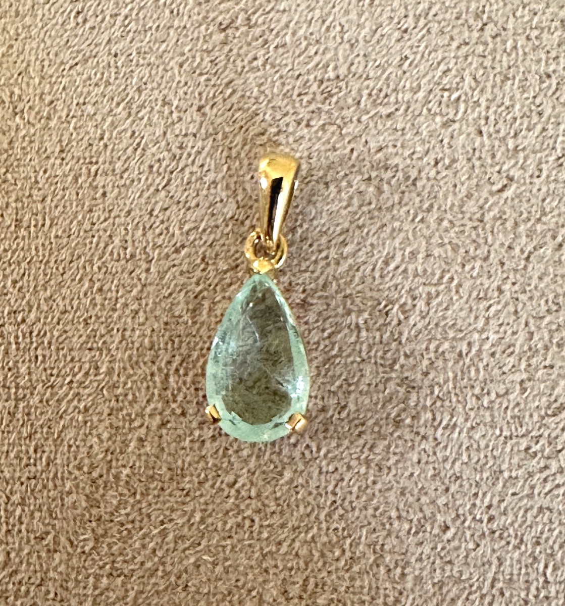 Pendentif Aigue Marine et Or Jaune en forme Poire-photo-1