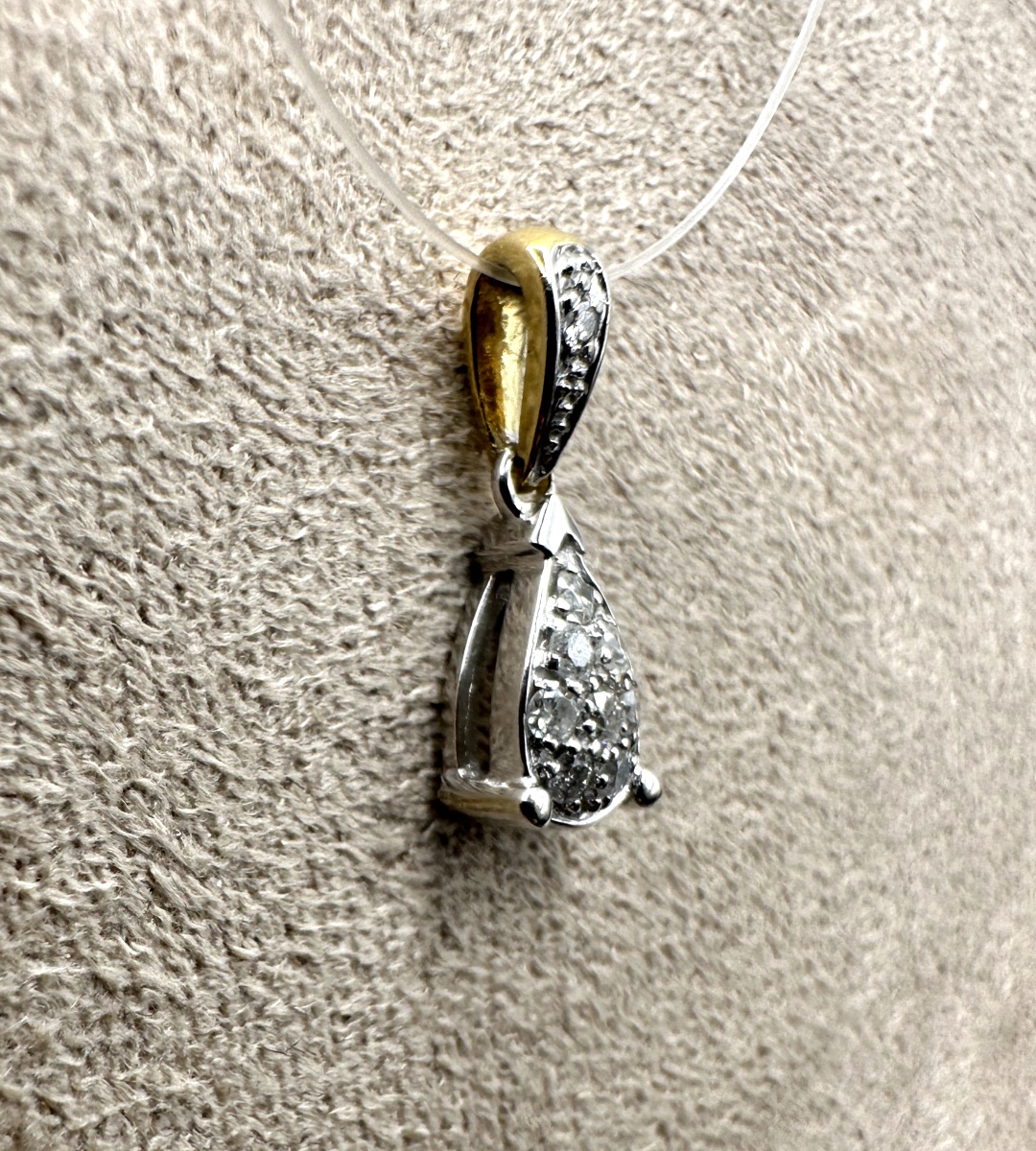 Yellow And White Gold Diamond Pavé Pendant-photo-4