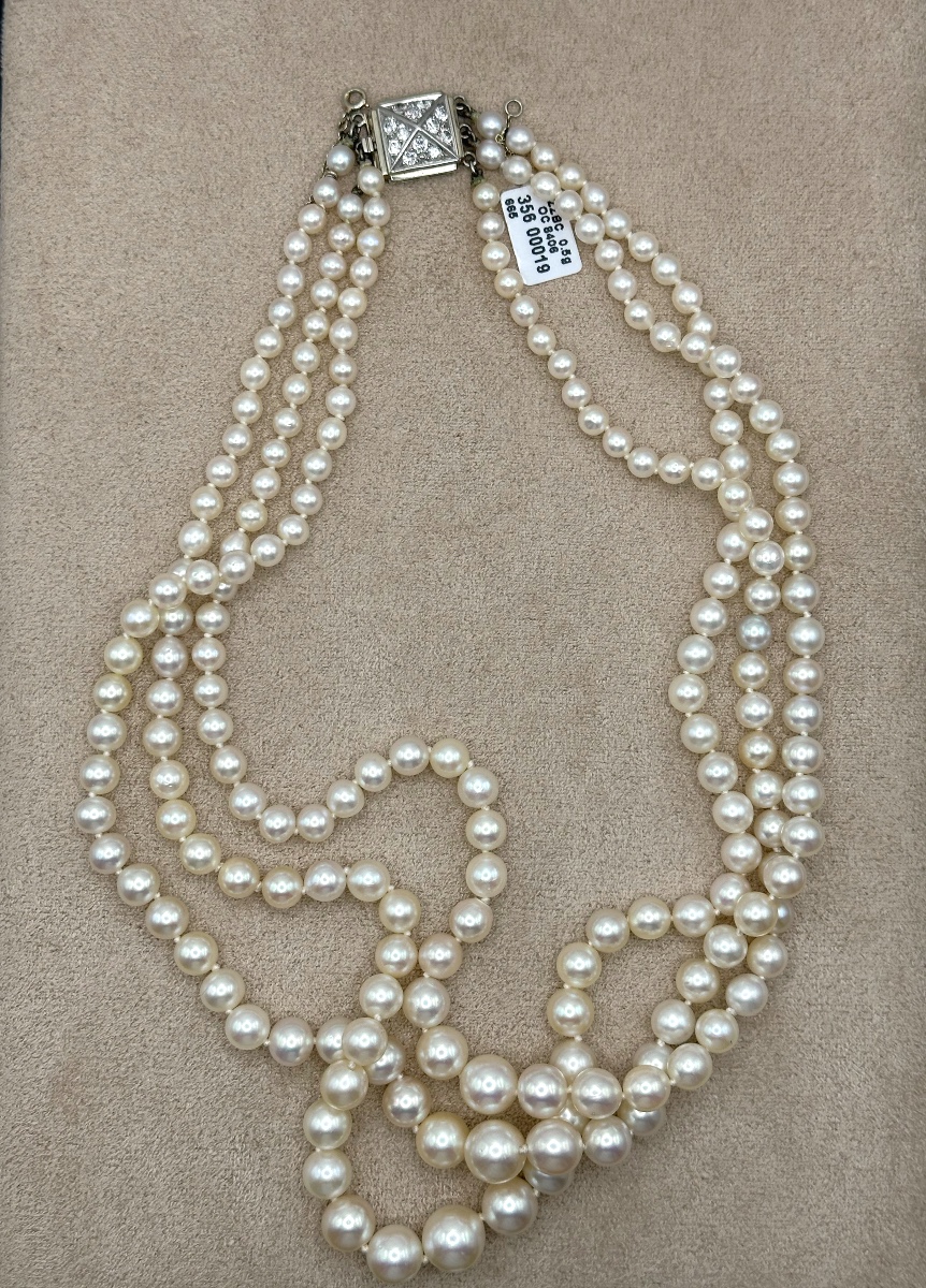 3-row Cultured Pearl Necklace-photo-2