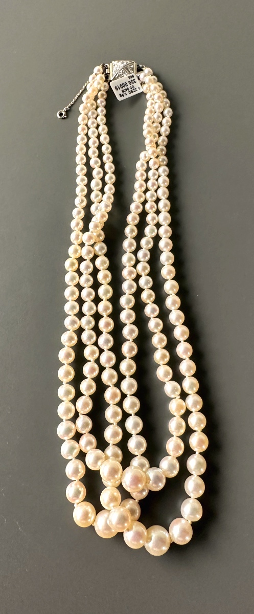 3-row Cultured Pearl Necklace-photo-4