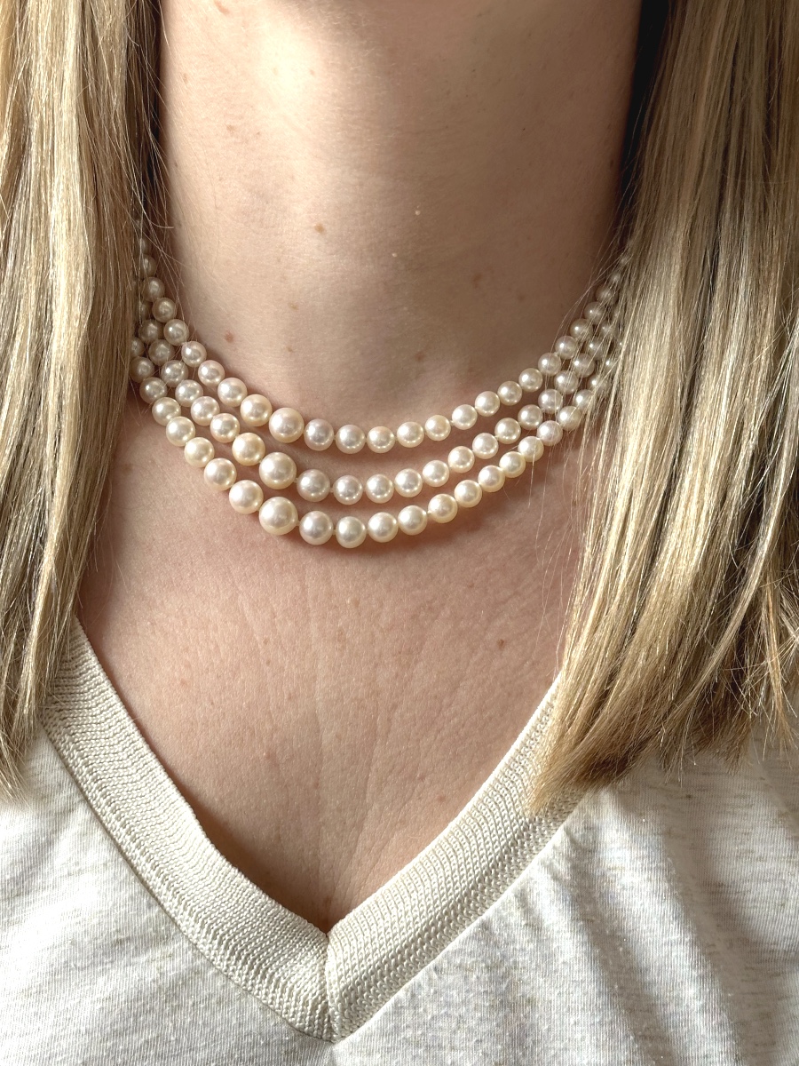 3-row Cultured Pearl Necklace-photo-1