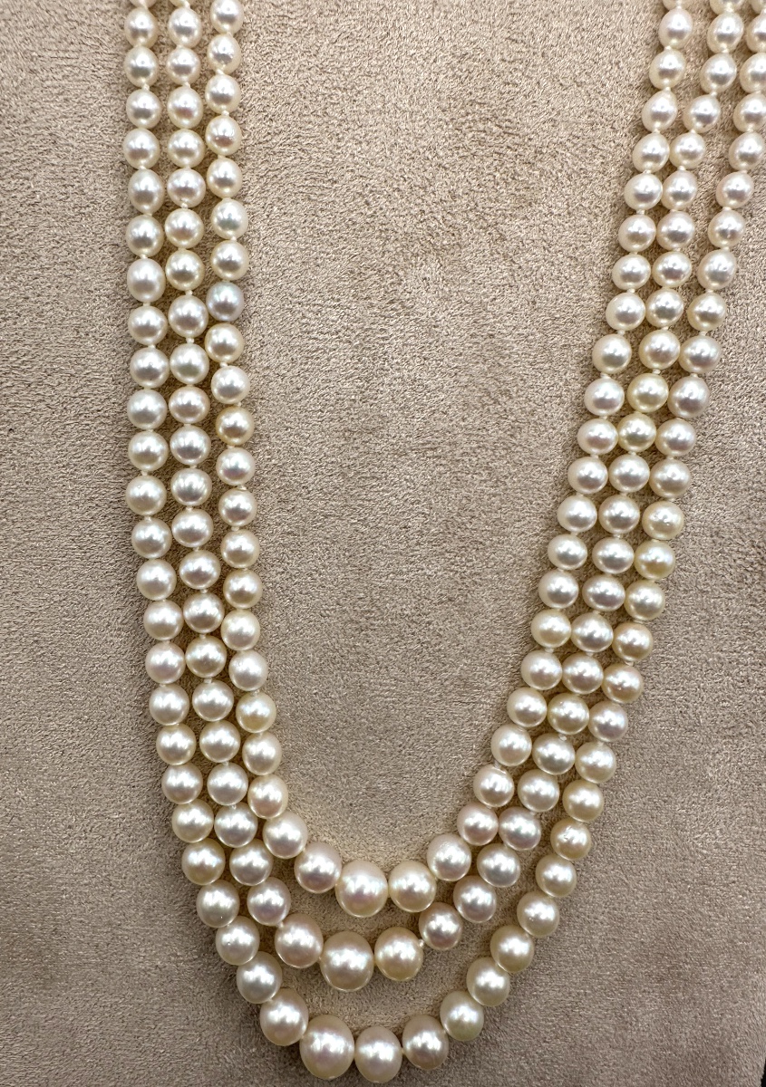 3-row Cultured Pearl Necklace