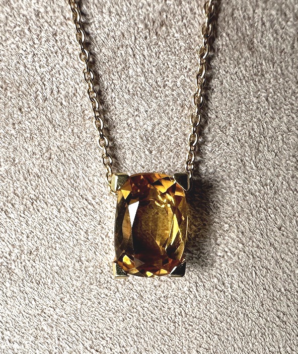 Chaine en or jaune avec pendentif en Citrine-photo-2