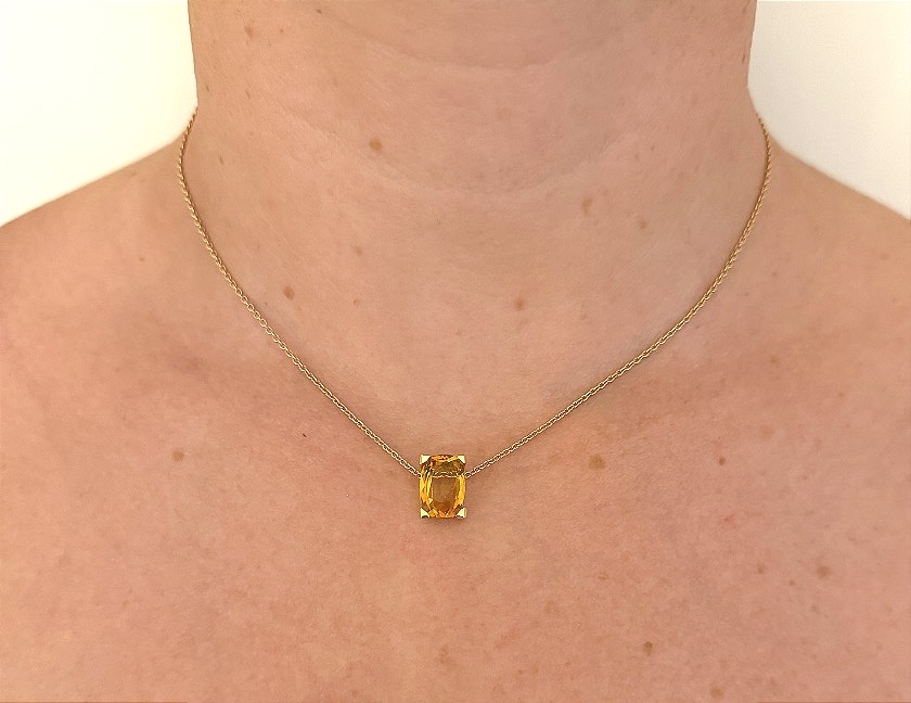 Chaine en or jaune avec pendentif en Citrine-photo-3